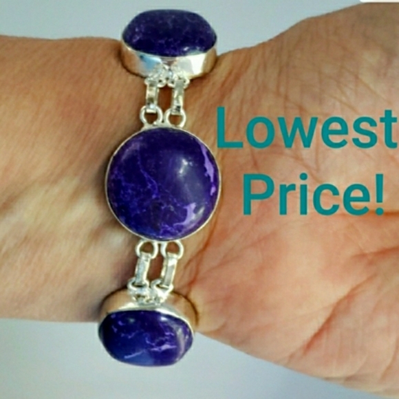 Bracelet, purple gemstone & 925 silver. Handmade. - Picture 3 of 4